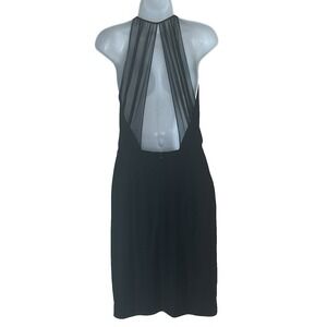 Chloe Dao Black Cocktail Dress 2 Silk Mesh Open Back Party Formal Midi